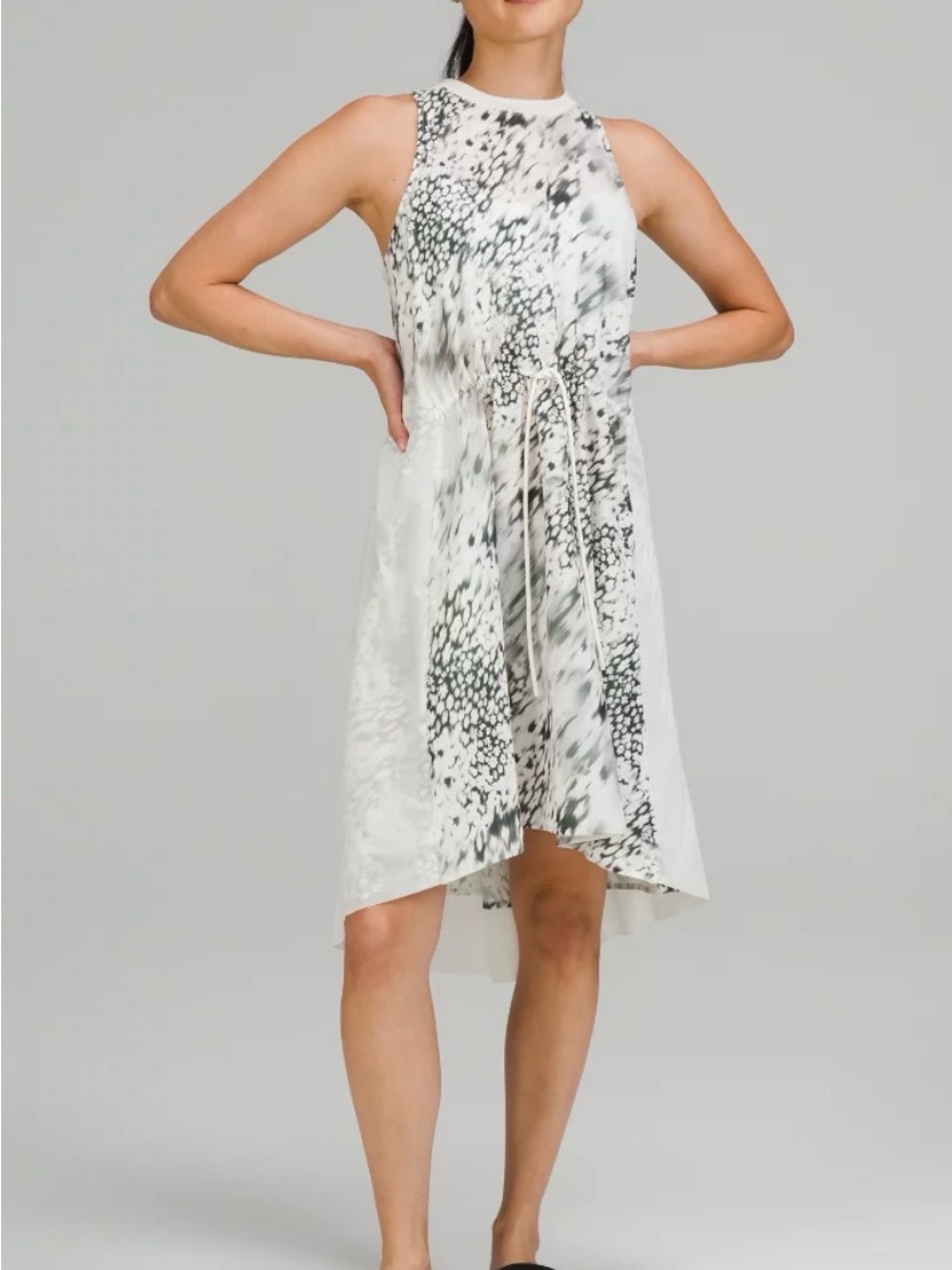 lululemon athletica White and Gray Asymmetrical Drawstring Dress